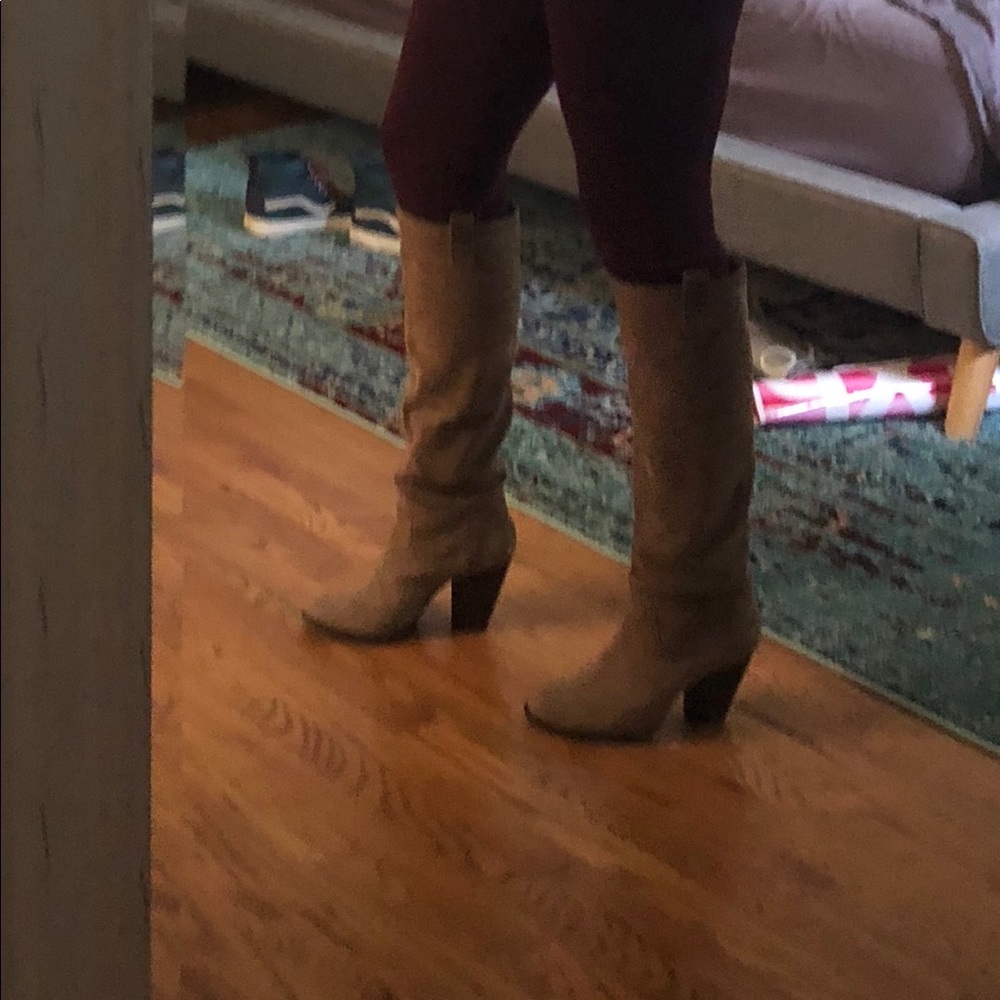Suede knee high boots